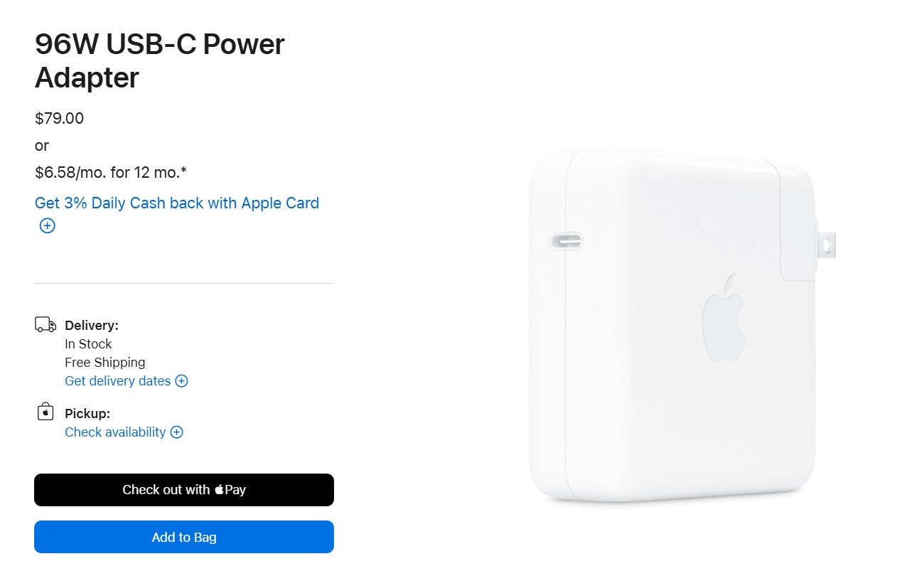 96W Apple USB-C Power Adapter