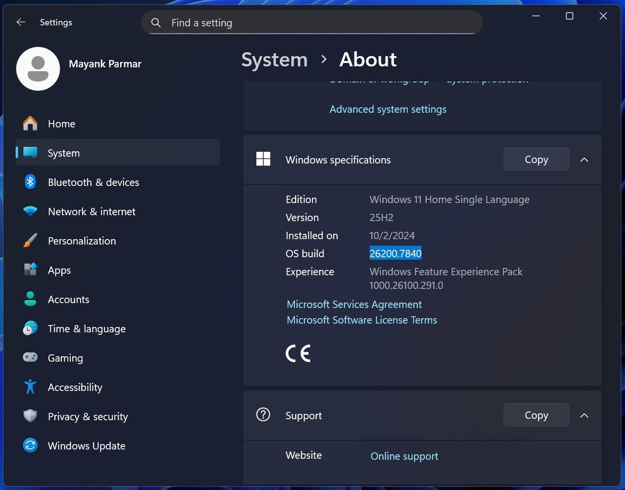 Windows 11 Build 26200.7840