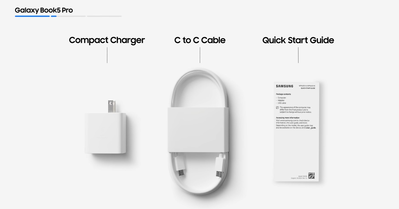 Compact charger that comes bundled with Samsung Galaxy Book 5 Pro