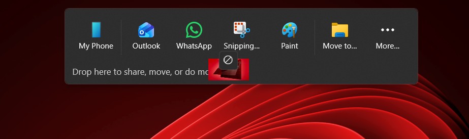 当前拖放托盘中的应用和工具