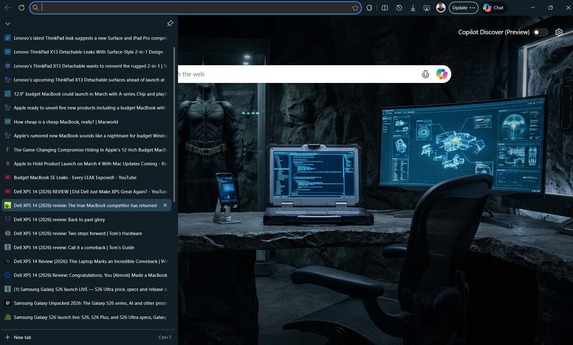 Multiple tabs open in Edge browser