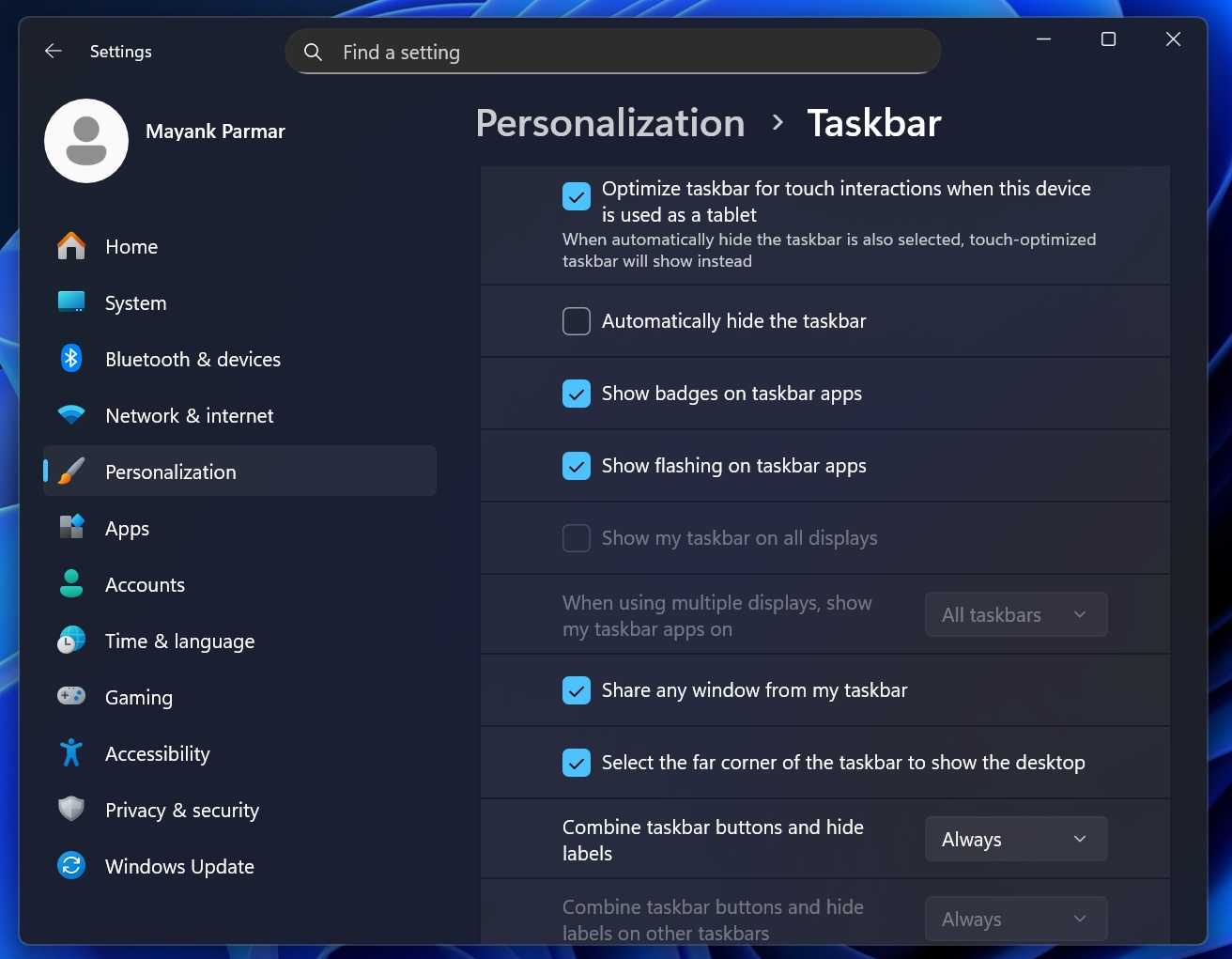 Windows 11 auto hide taskbar