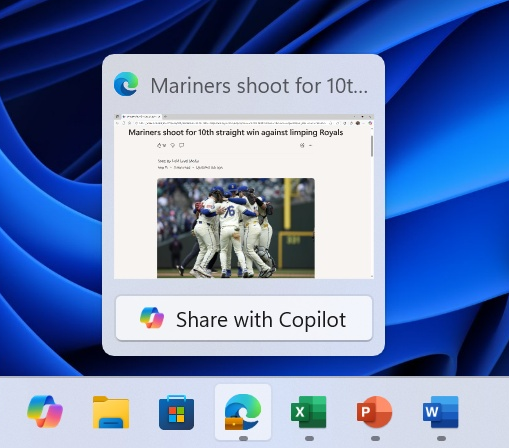 Share with Copilot on the taskbar