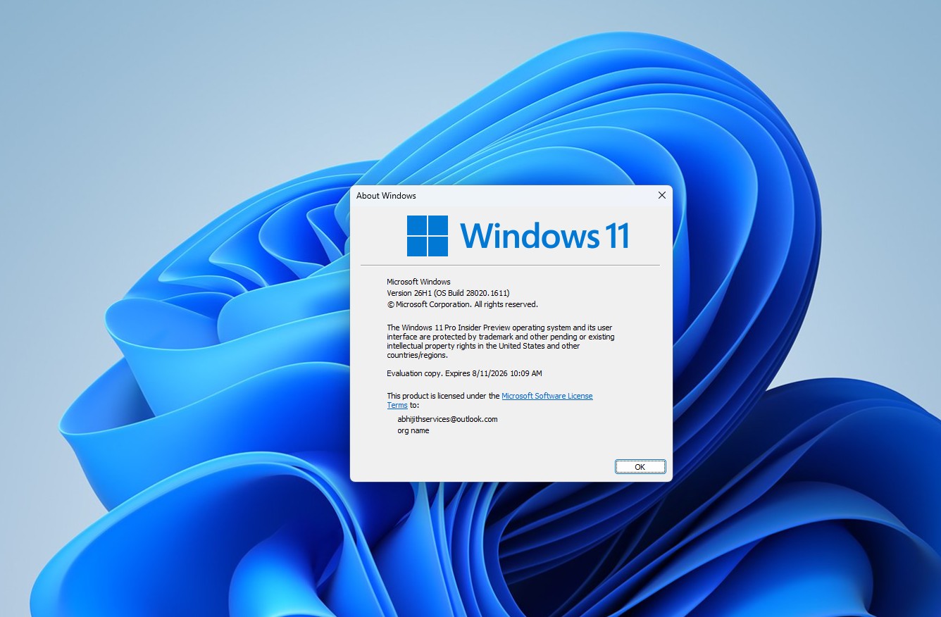 Windows Version 26H1