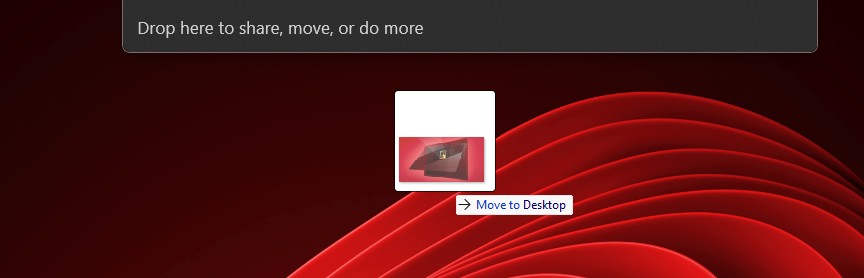 拖放托盘弹出，提供分享、移动及更多文件操作选项