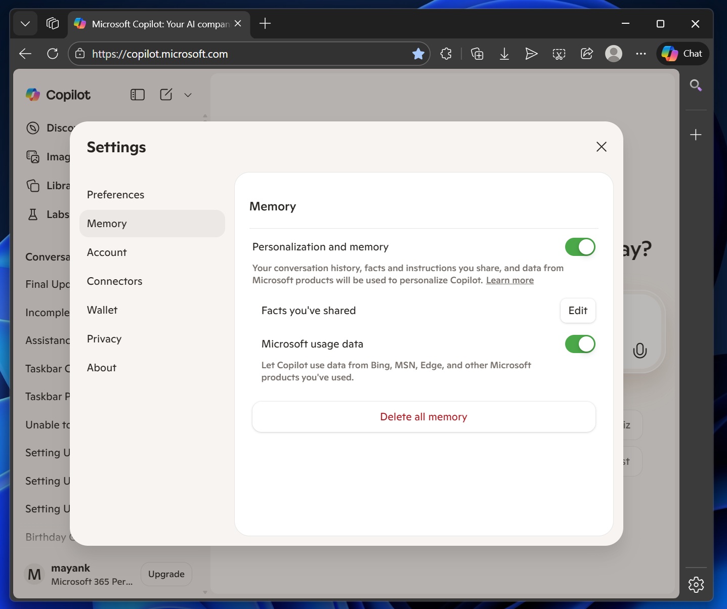 Microsoft usage data with Copilot