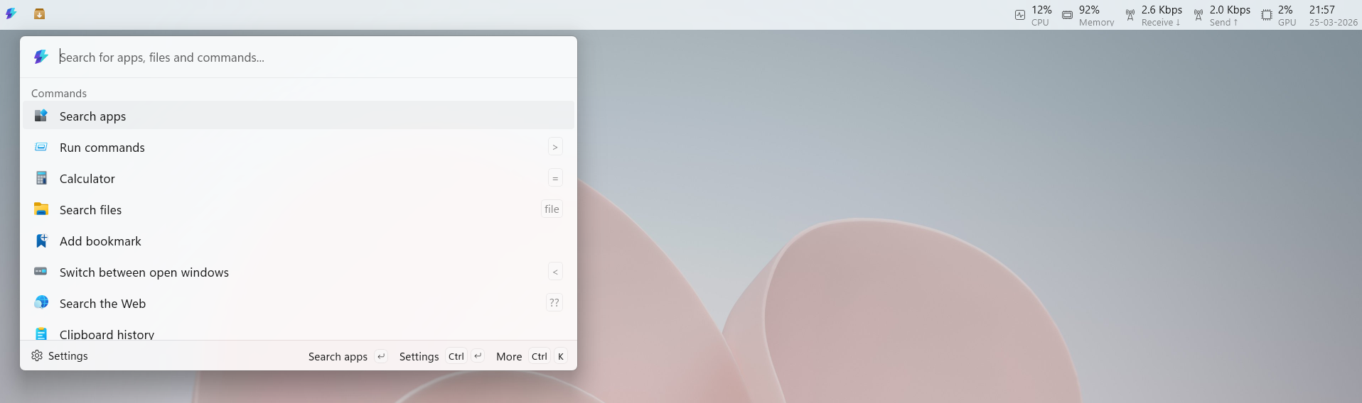 Command Palette in the Dock