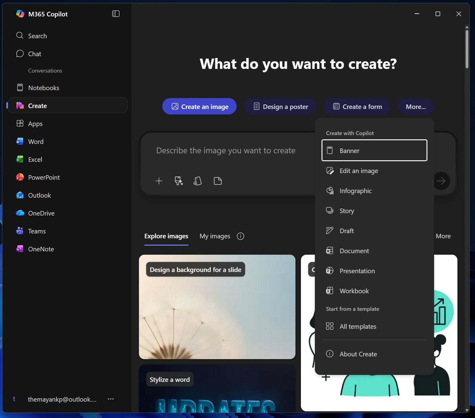 Create in Microsoft 365 Copilot
