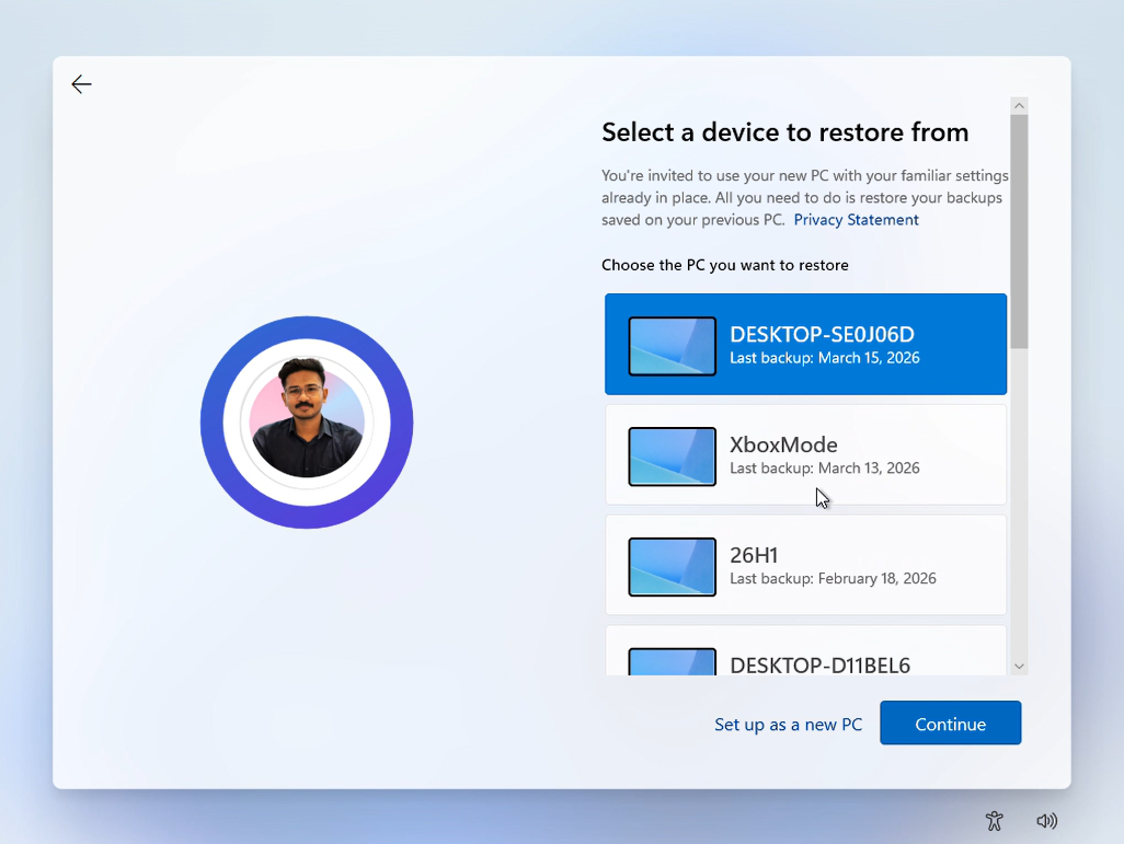 微软坚持让你用备份恢复设置新电脑