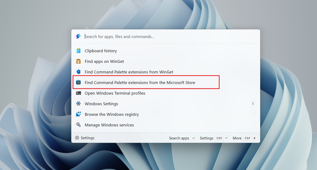 Find Command Palette extensions from the Microsoft Store