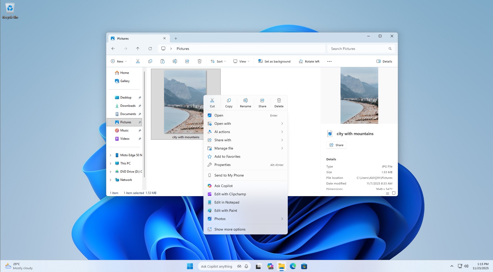 New Windows 11 right-click context menu in File Explorer takes just half the vertical screen space