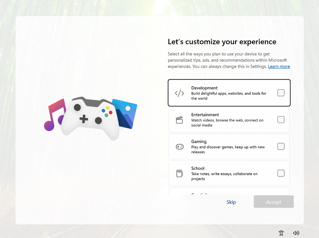 微软询问应显示何种广告