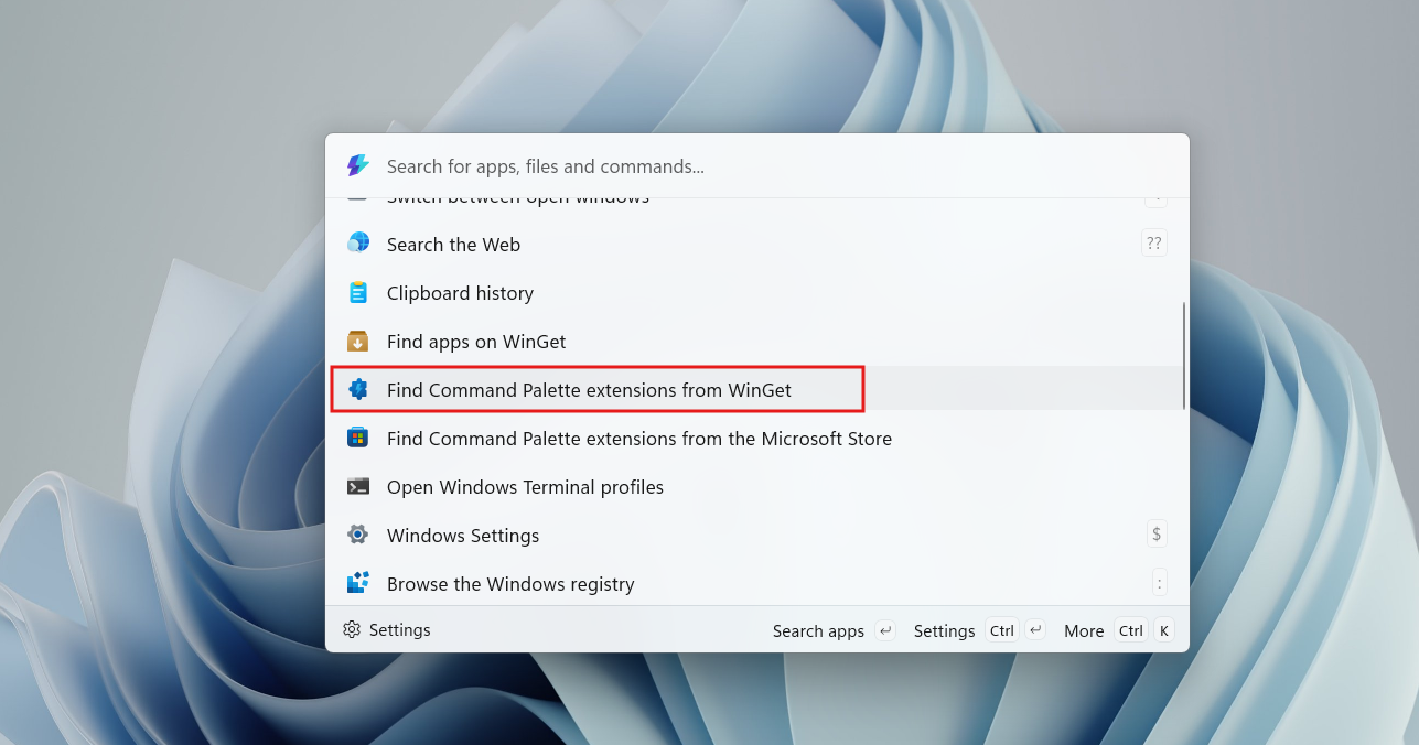 Find Command Palette extensions from WinGet