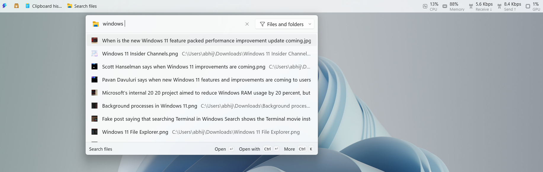 Search Files in Command Prompt Dock