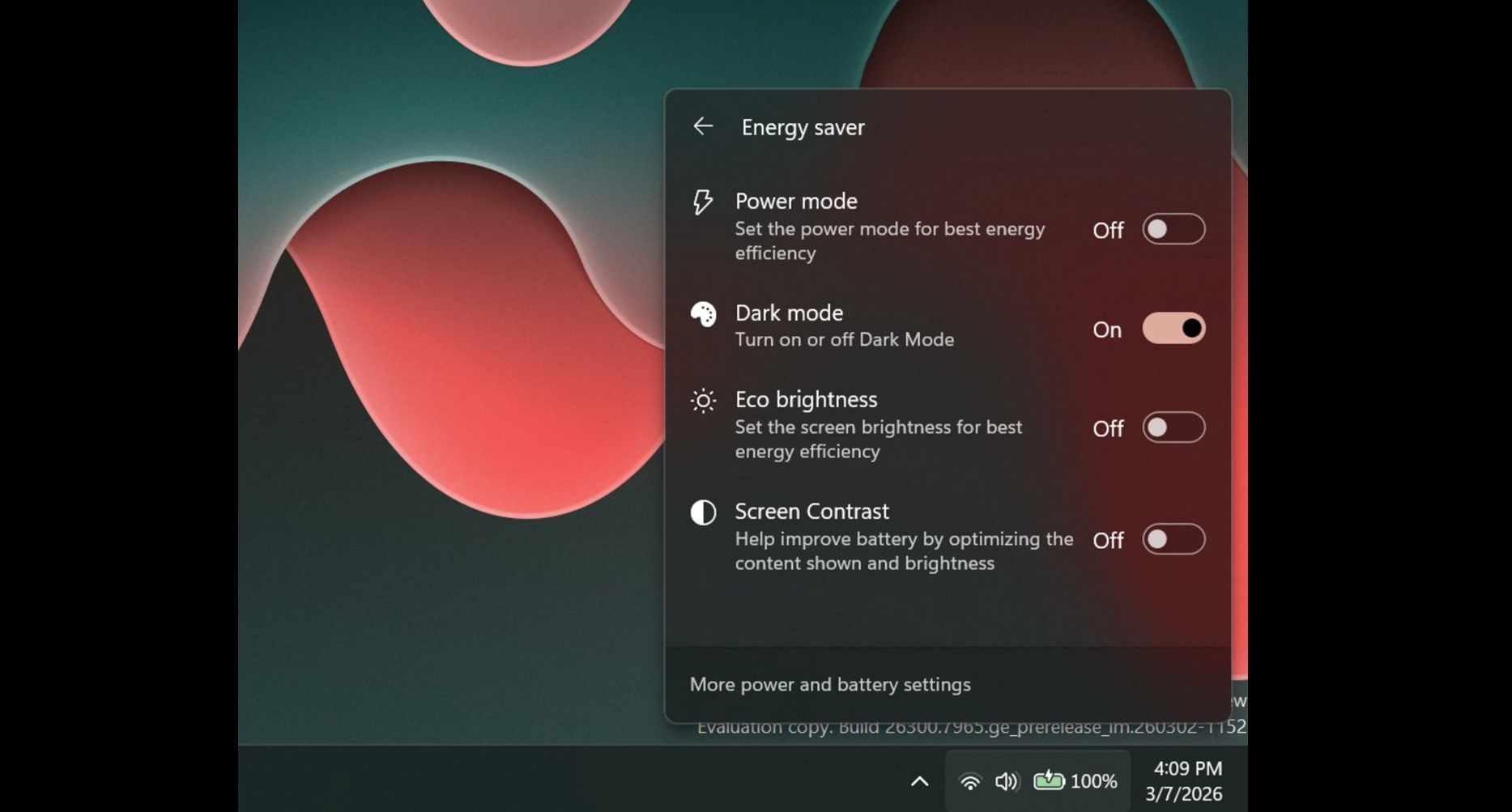 Windows 11 new dark mode toggle