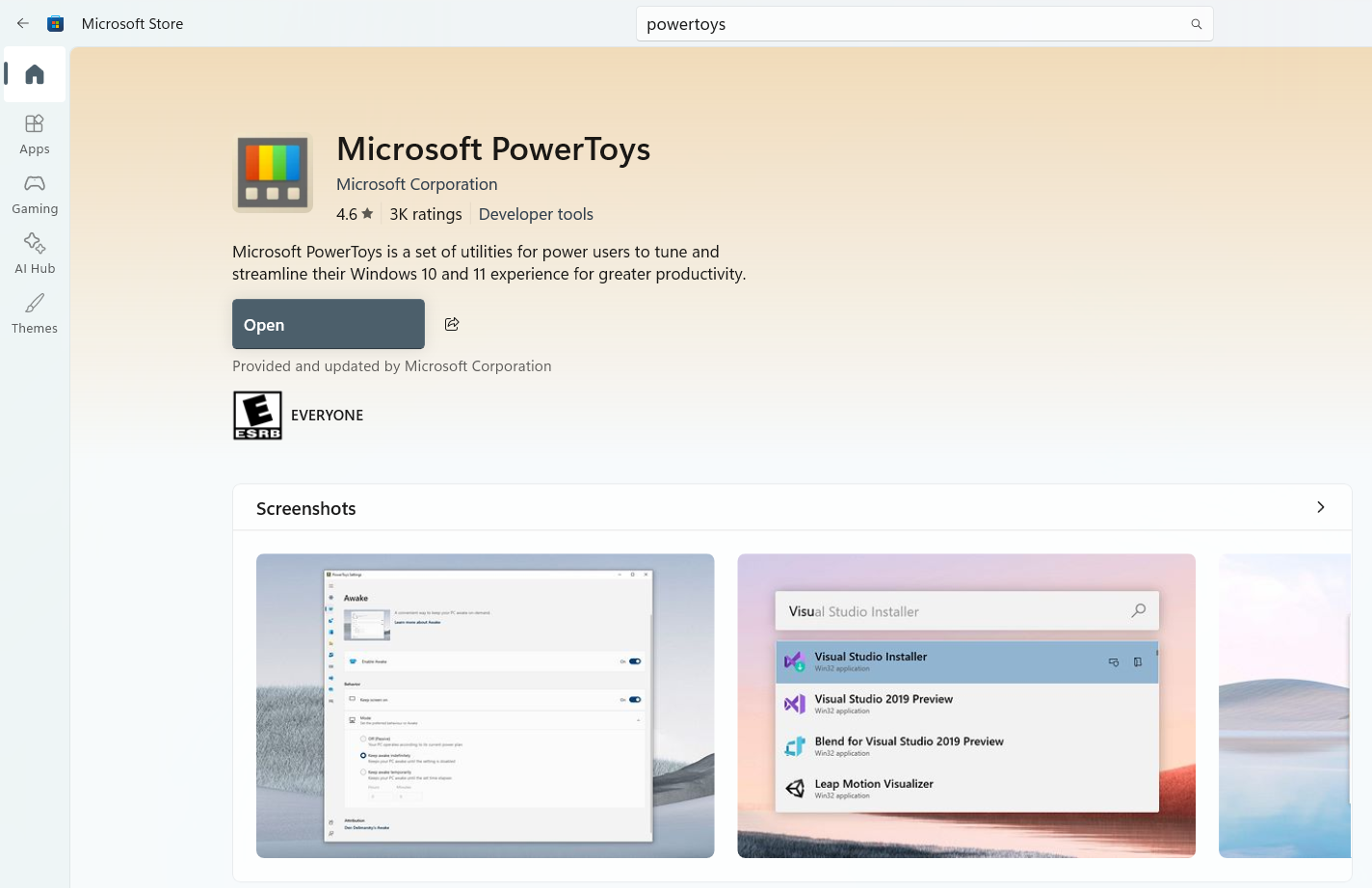 PowerToys in Microsoft Store