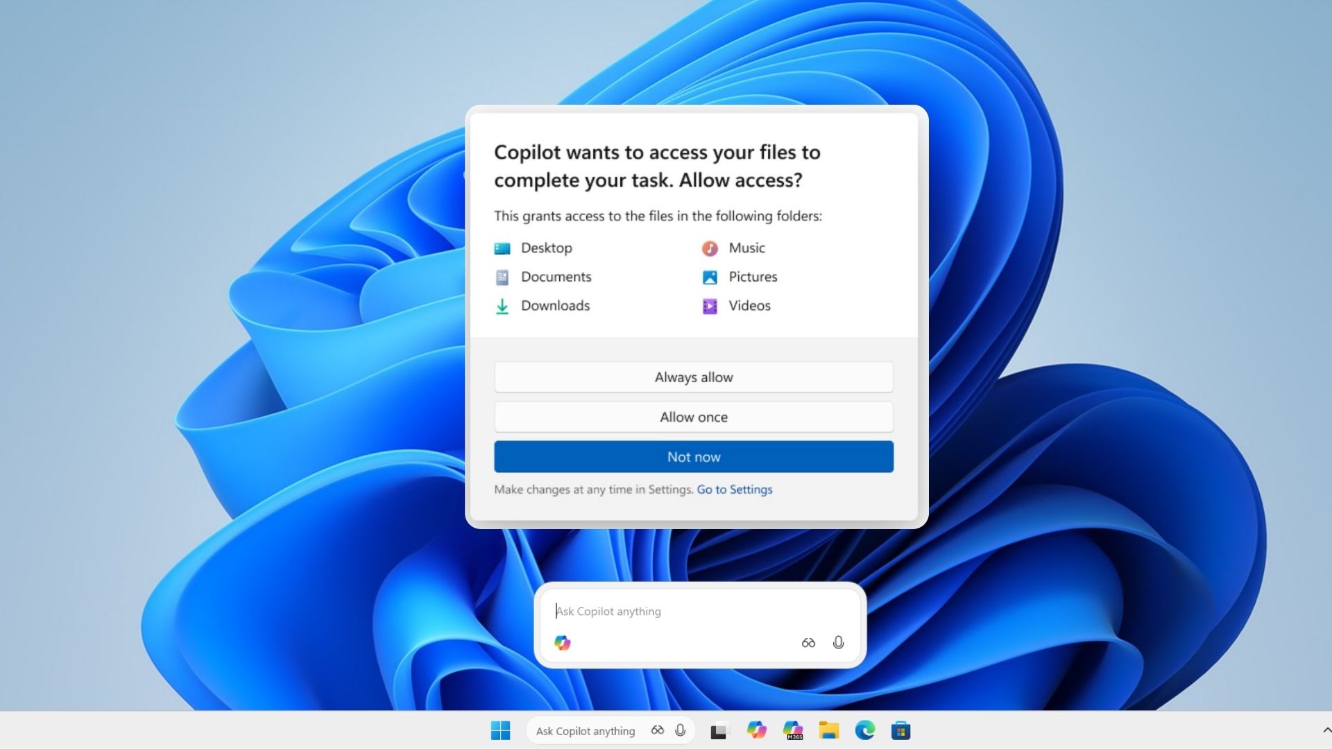 Copilot请求使用您已知的六个文件夹中的文件权限