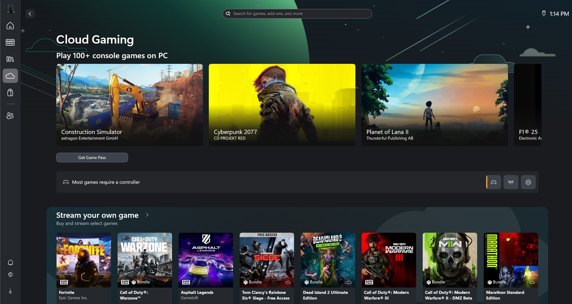Cloud Gaming in Xbox Mode