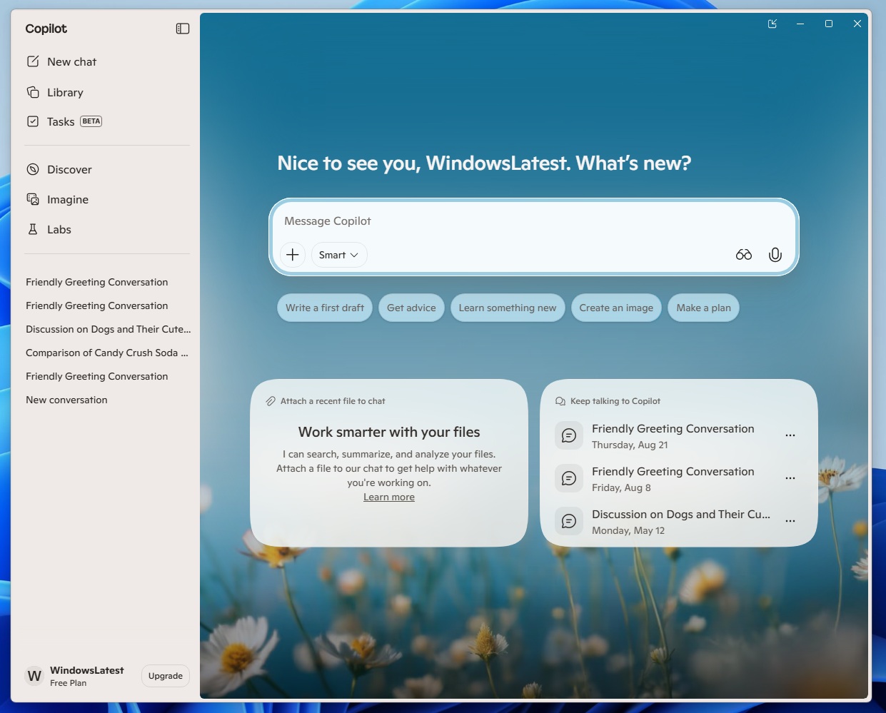 新版Windows 11基于Web的Copilot