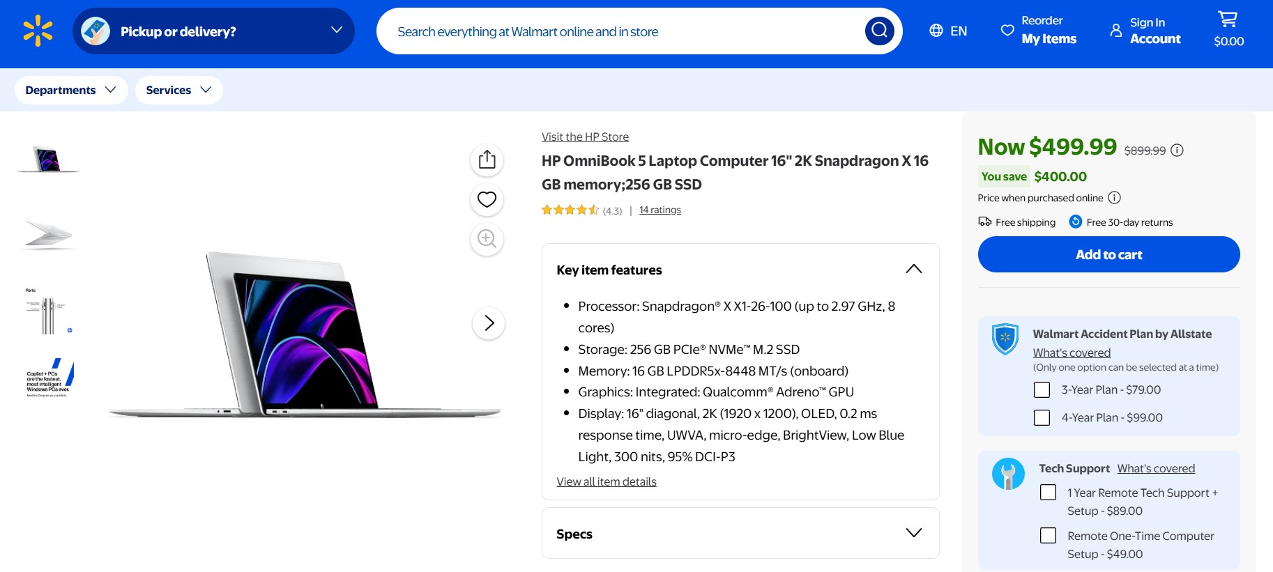 惠普OmniBook 5，16GB内存，骁龙X，OLED屏，售价仅499.99美元