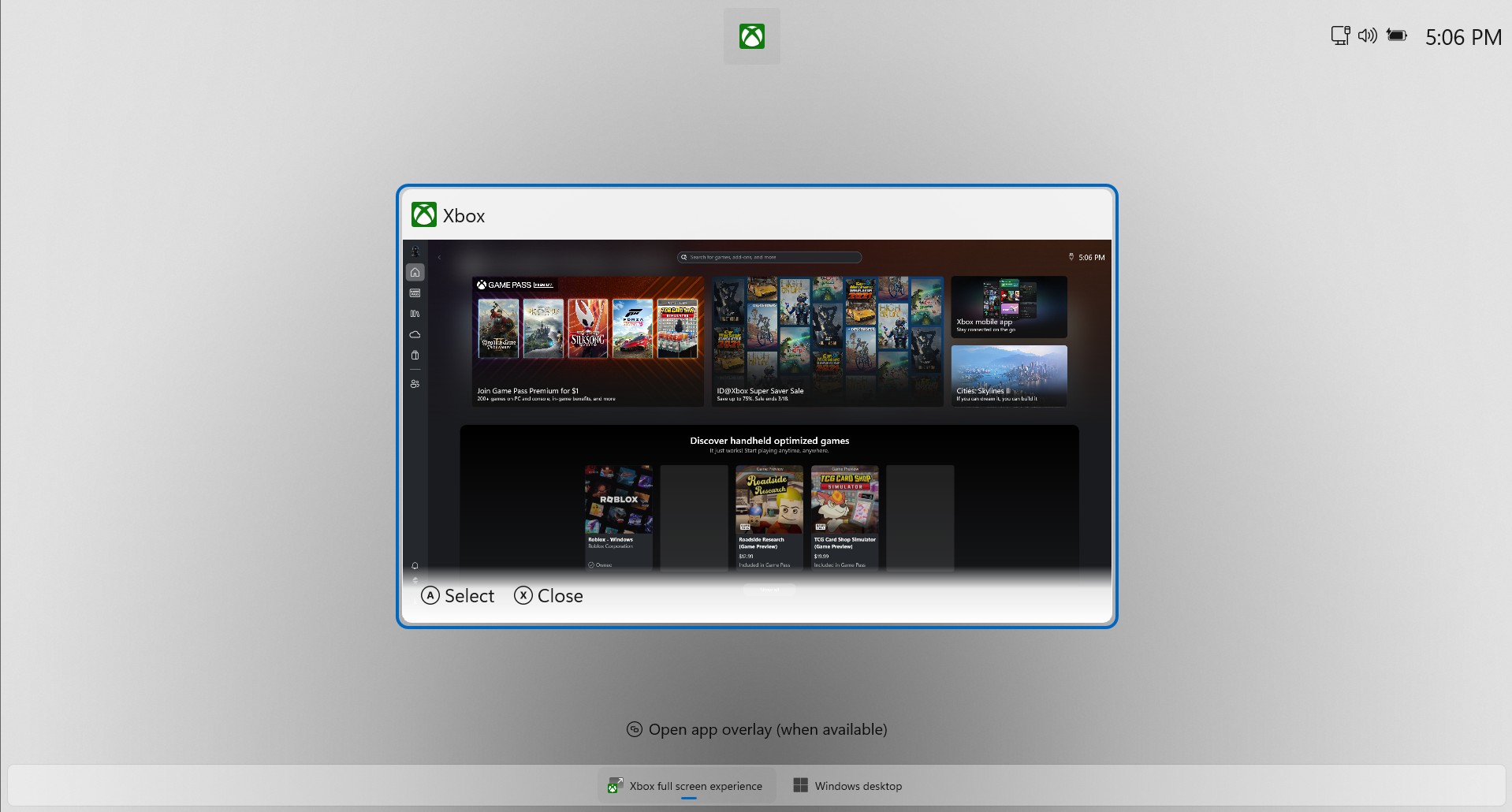 Switching between Xbox Mode and Windows Desktop