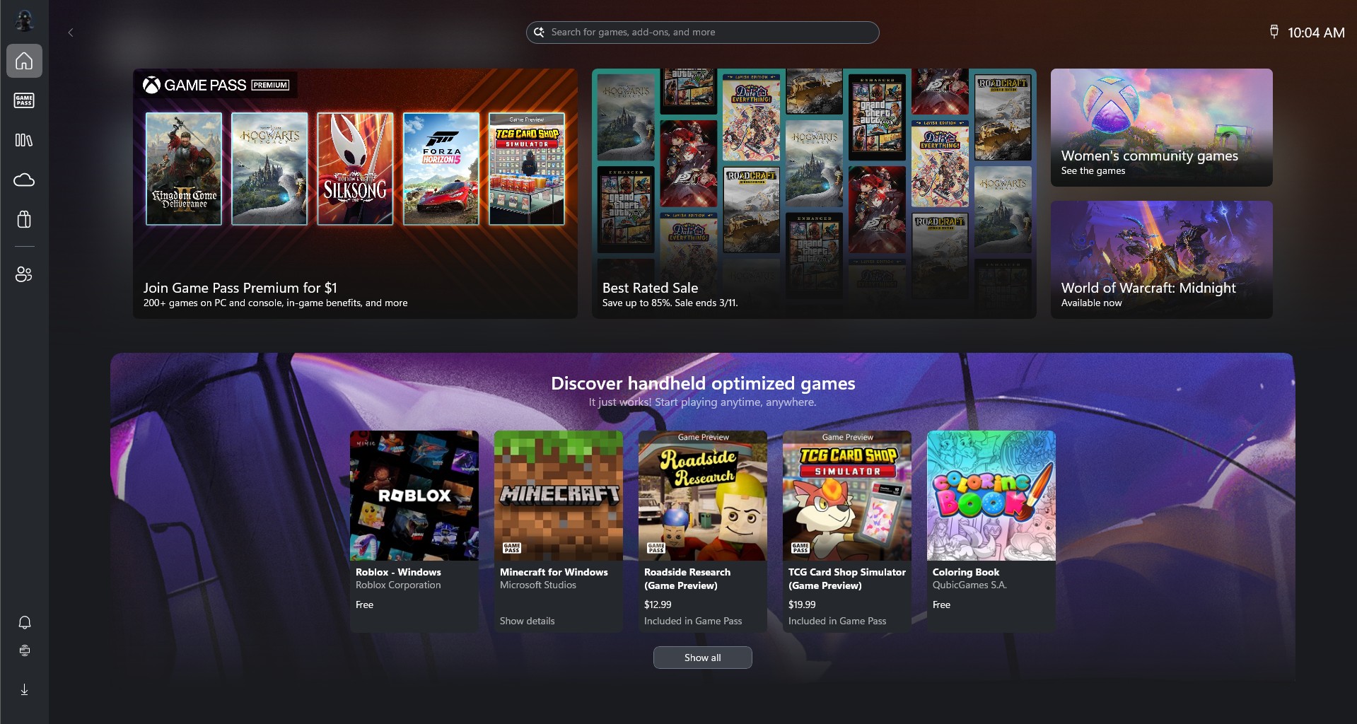 Xbox Mode interface in Windows 11 PC