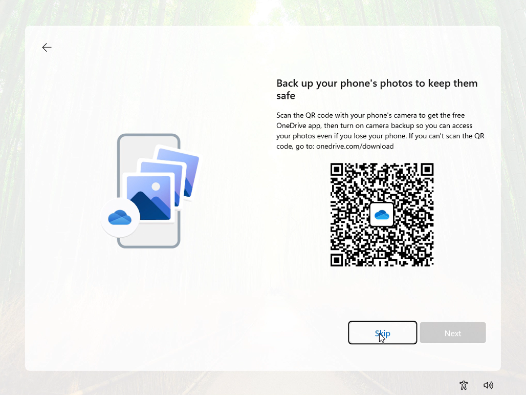 鼓励下载 OneDrive 手机应用备份照片的广告