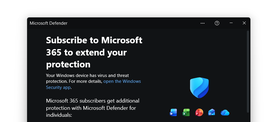 Microsoft Defender also has a subscription plan