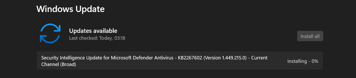 Security Intelligence Update for Microsoft Defender Antivirus