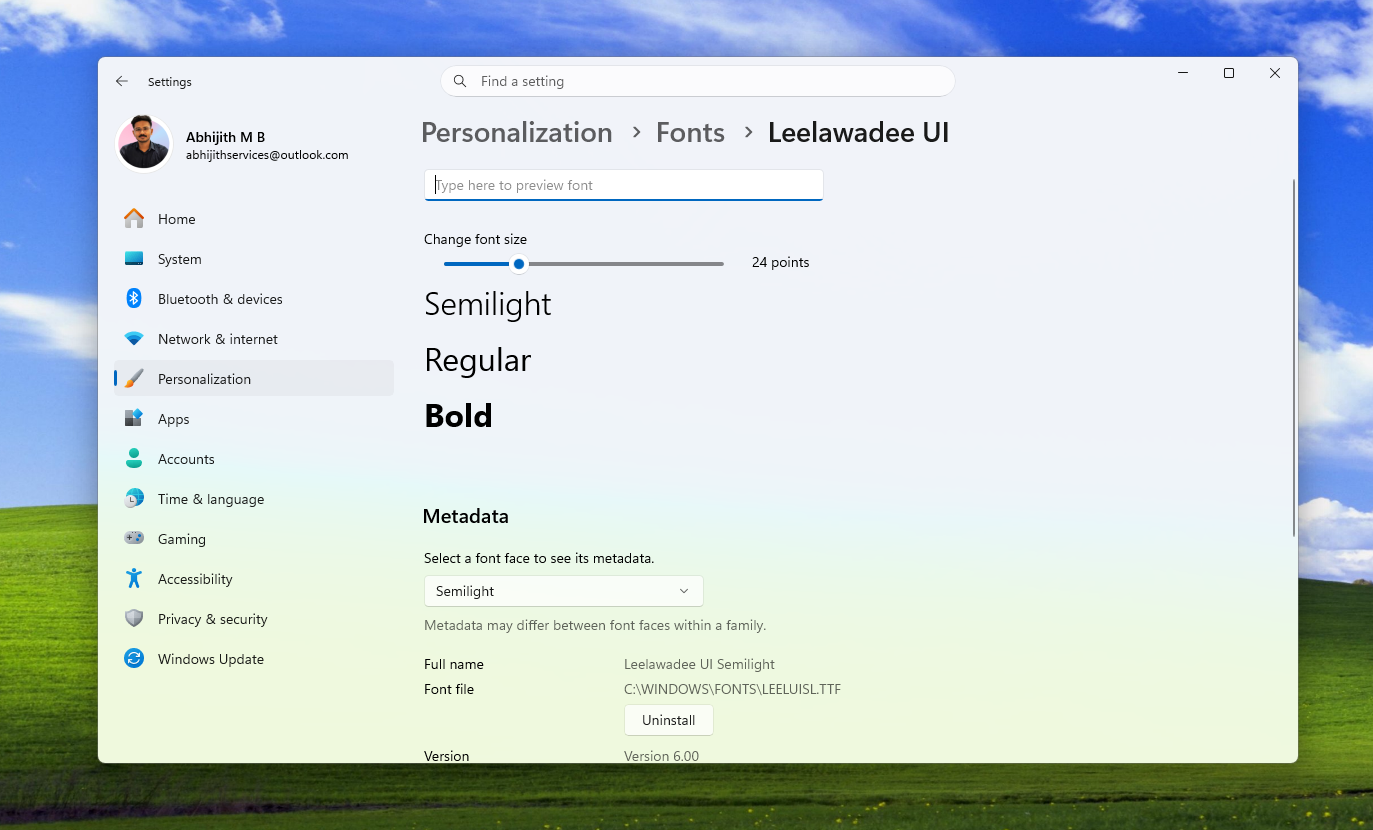 Leelawadee UI font in Windows 11 is getting improvements