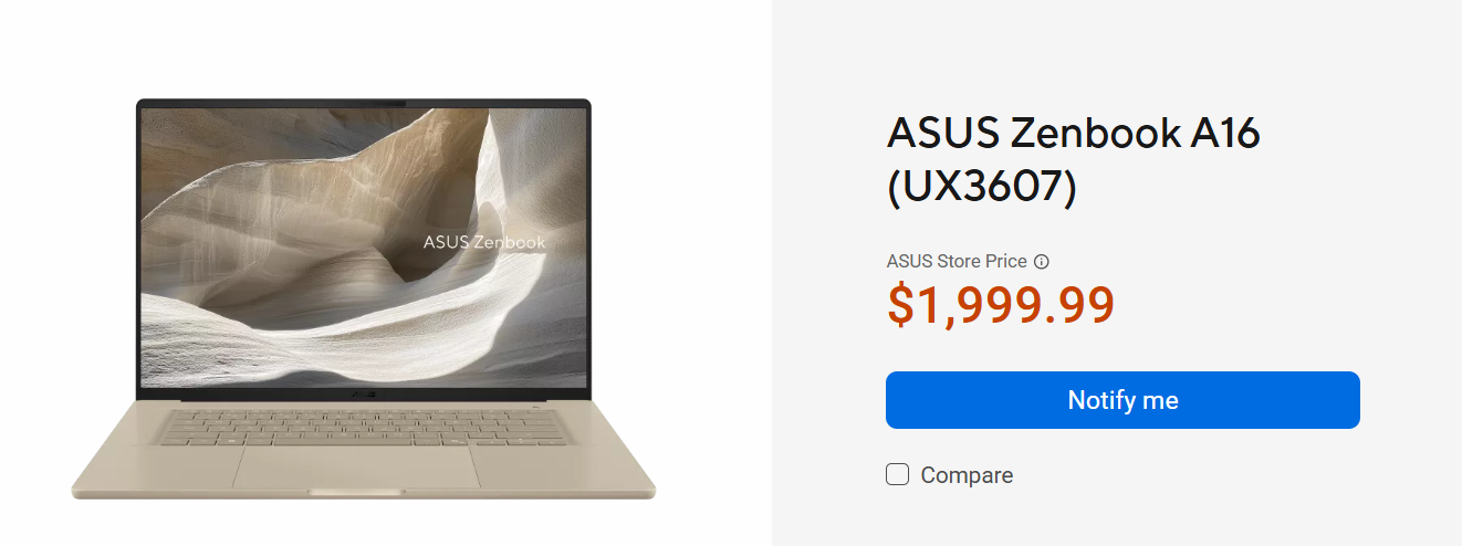 the ASUS Zenbook A16 doens't have a haptic trackpad