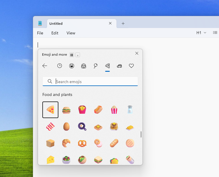 Emoji panel in Windows 11