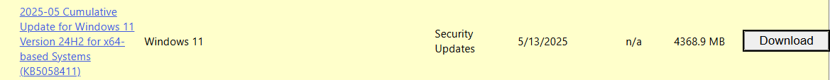 Windows 11 update for May 2025 was 3 times that of April 2025