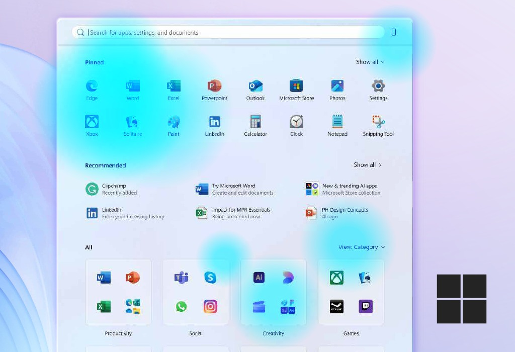 微软用热图研究用户如何反应新开始菜单