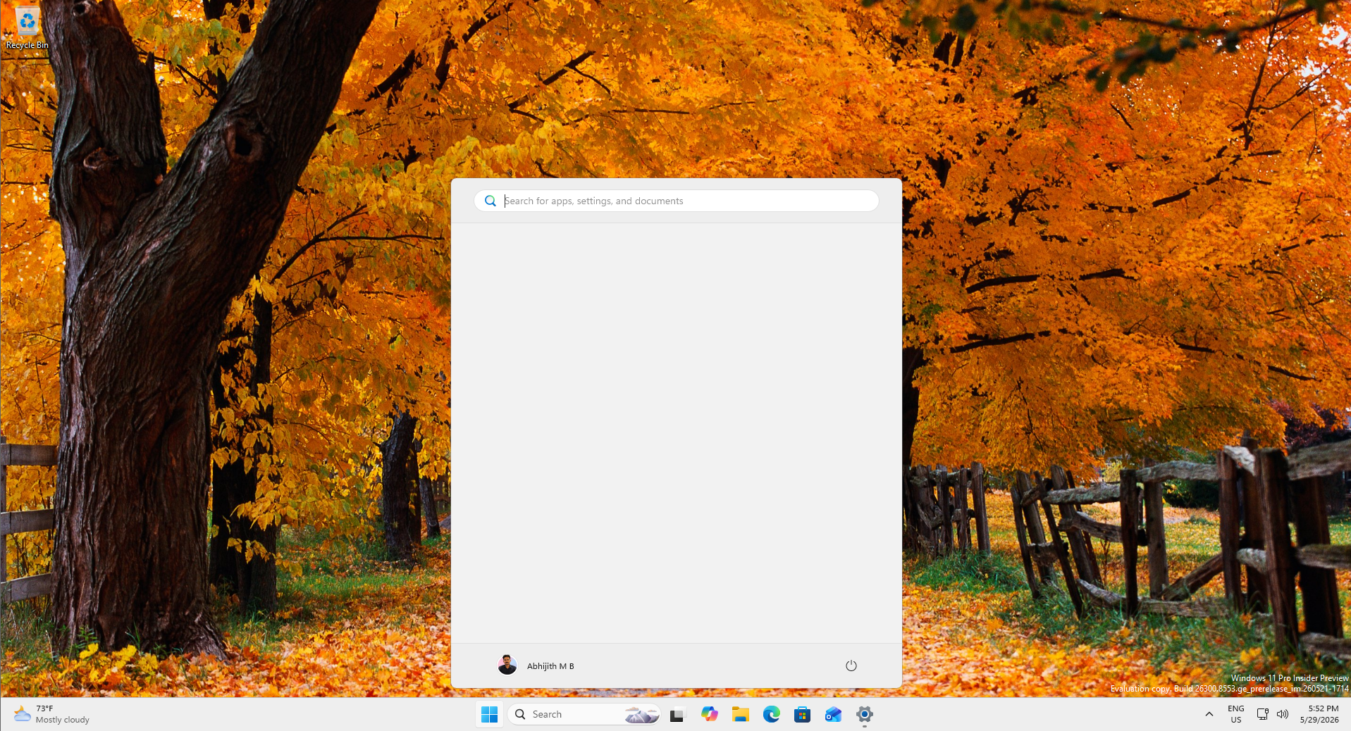 Empty Start menu with All and Pinned apps disabled while Recent is enabled