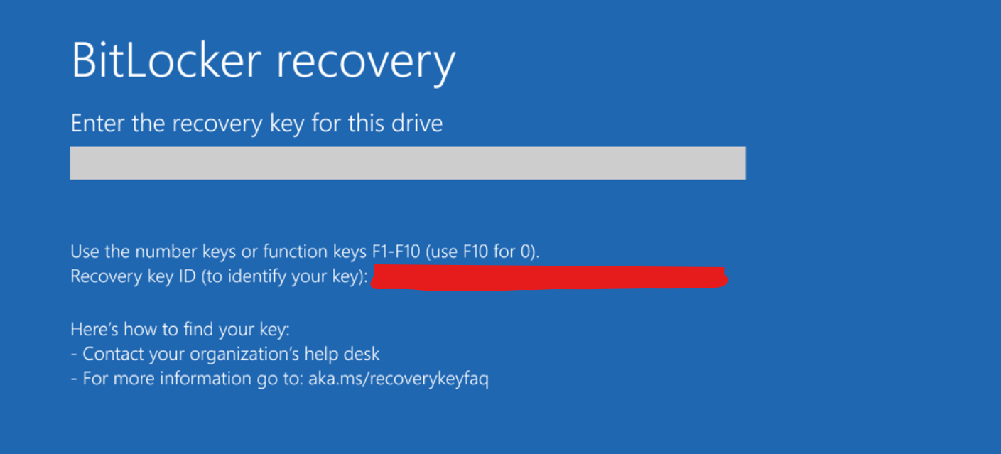 BitLocker recovery screen