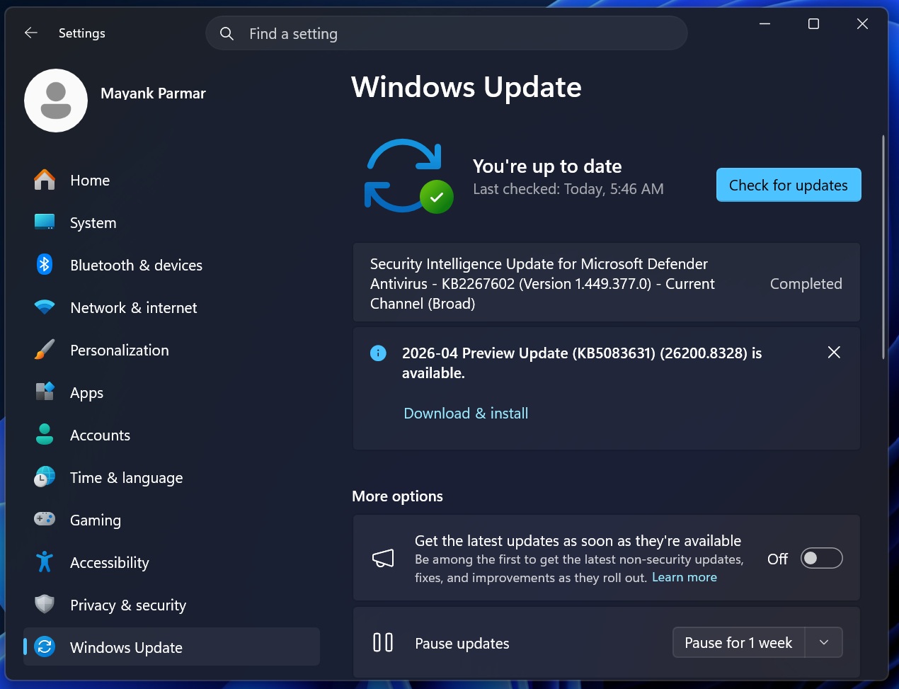 2026-04 Preview Update (KB5083631) (26200.8328)