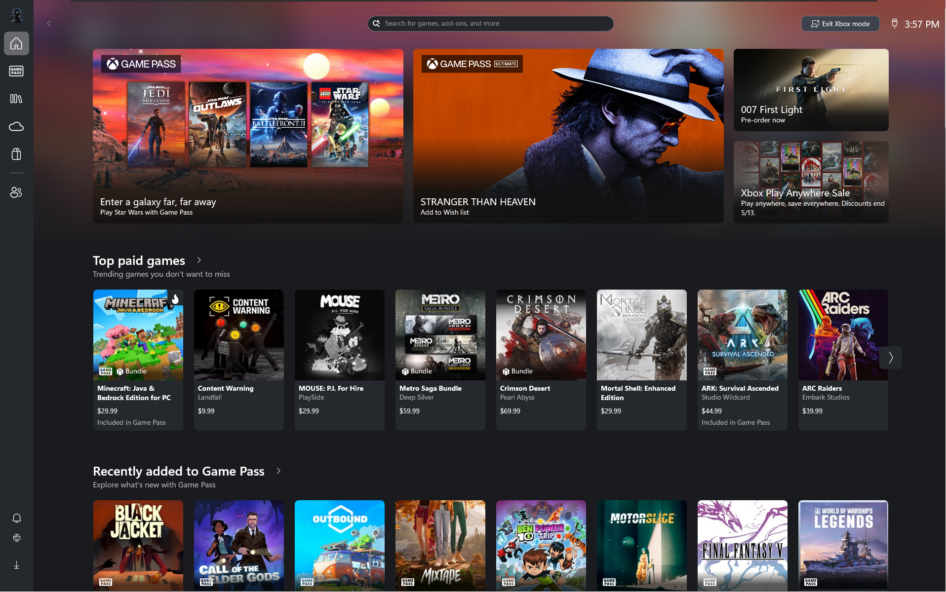 PC 上的 Xbox 模式