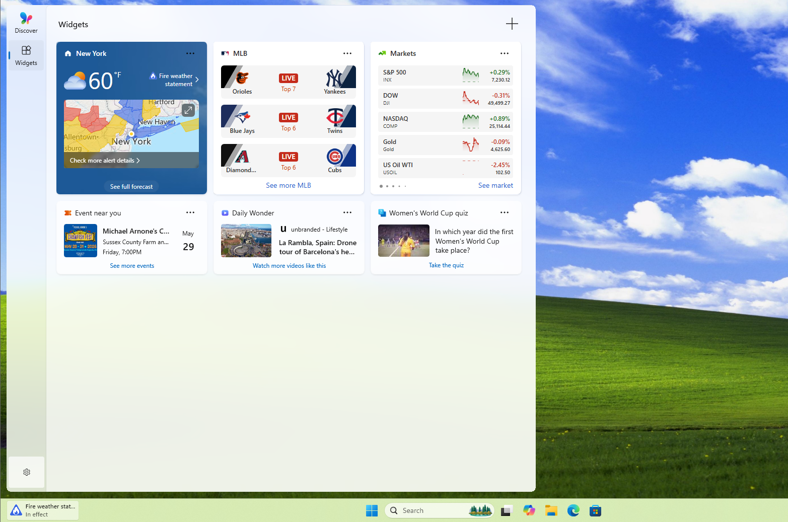 Widgets and MSN Discover feed is separated