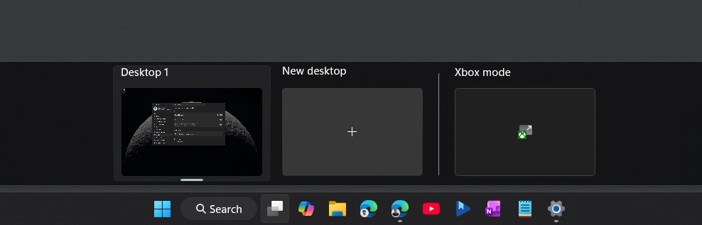Xbox mode in Task View