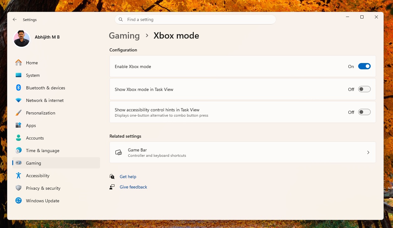 Windows 11 Build 26200.8328中的Xbox模式