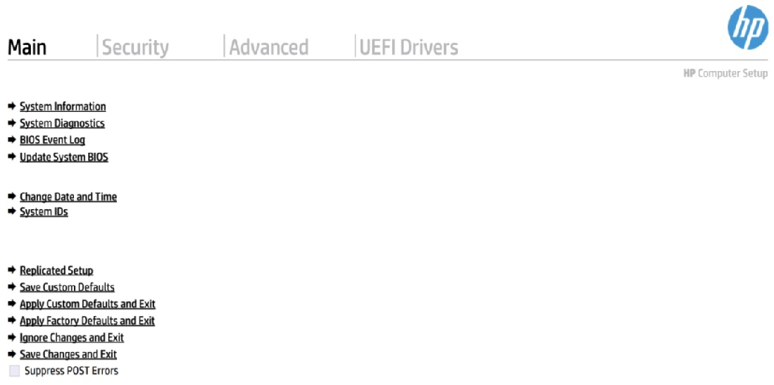HP BIOS Homepage