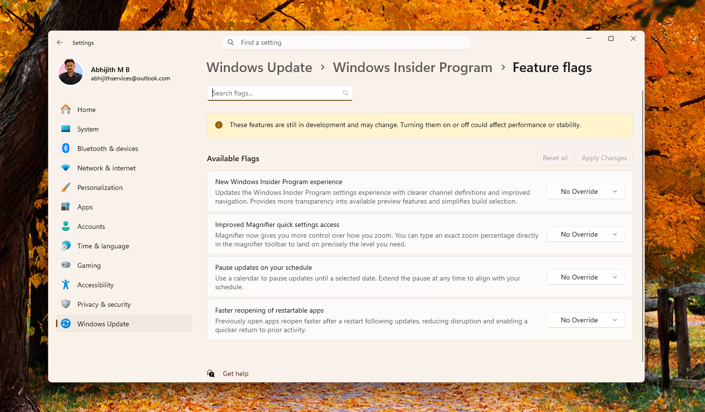 Feature Flags in Windows Insider Experimental