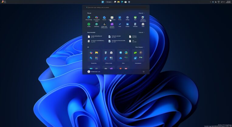 Start menu top in Windows 11