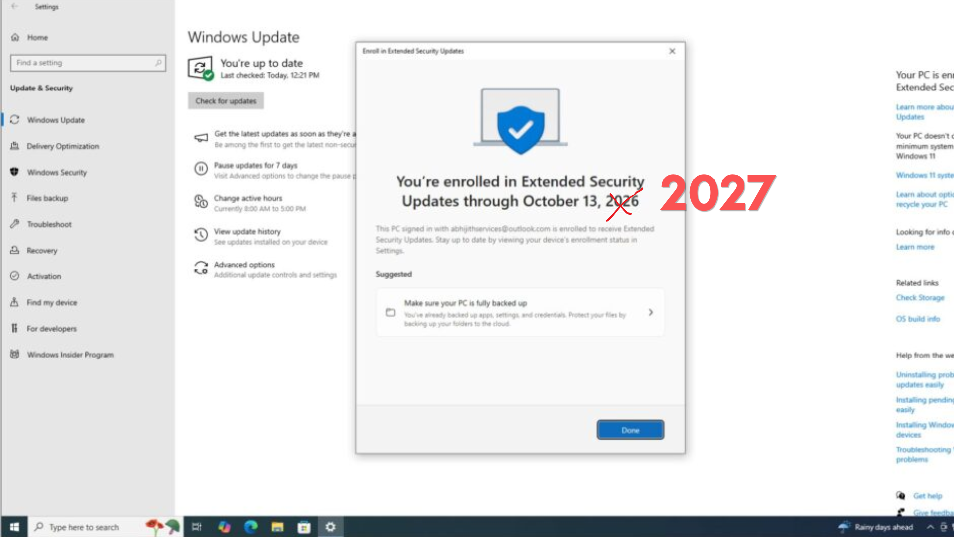 Windows 10 ESU 从 2026 年 10 月延长至 2027 年 10 月
