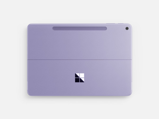 A back-side view of a Surface Pro in the color Violet.