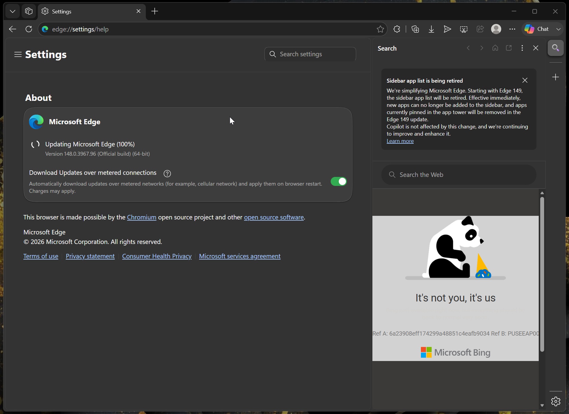 Microsoft Edge sidebar app list
