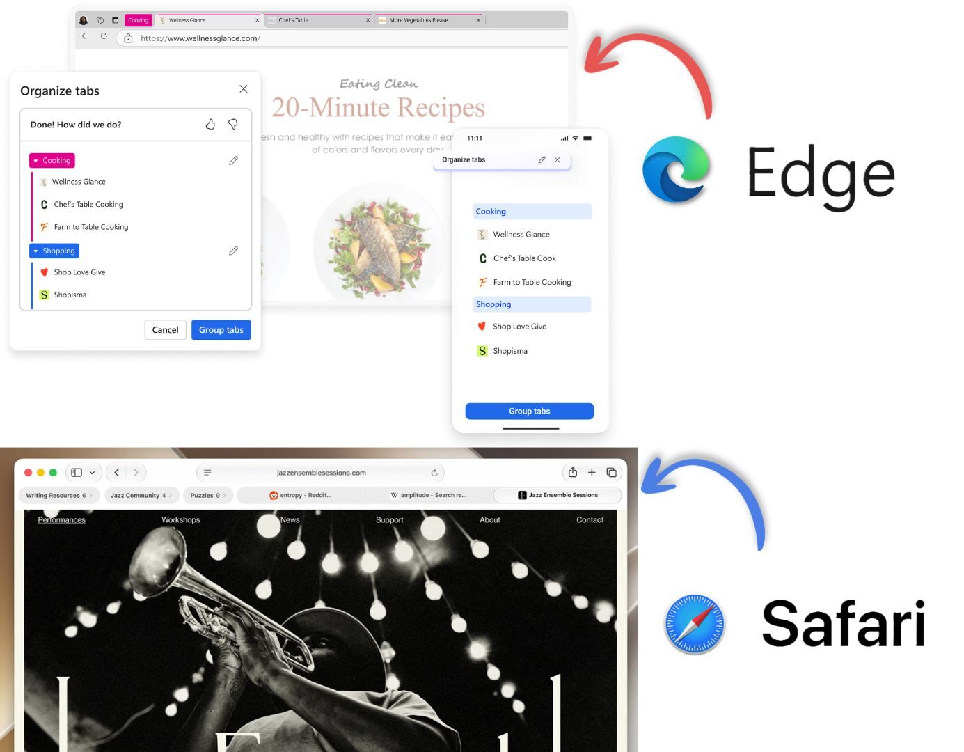 Apple Safari copied Microsoft Edge's AI powered Organize Tabs feature