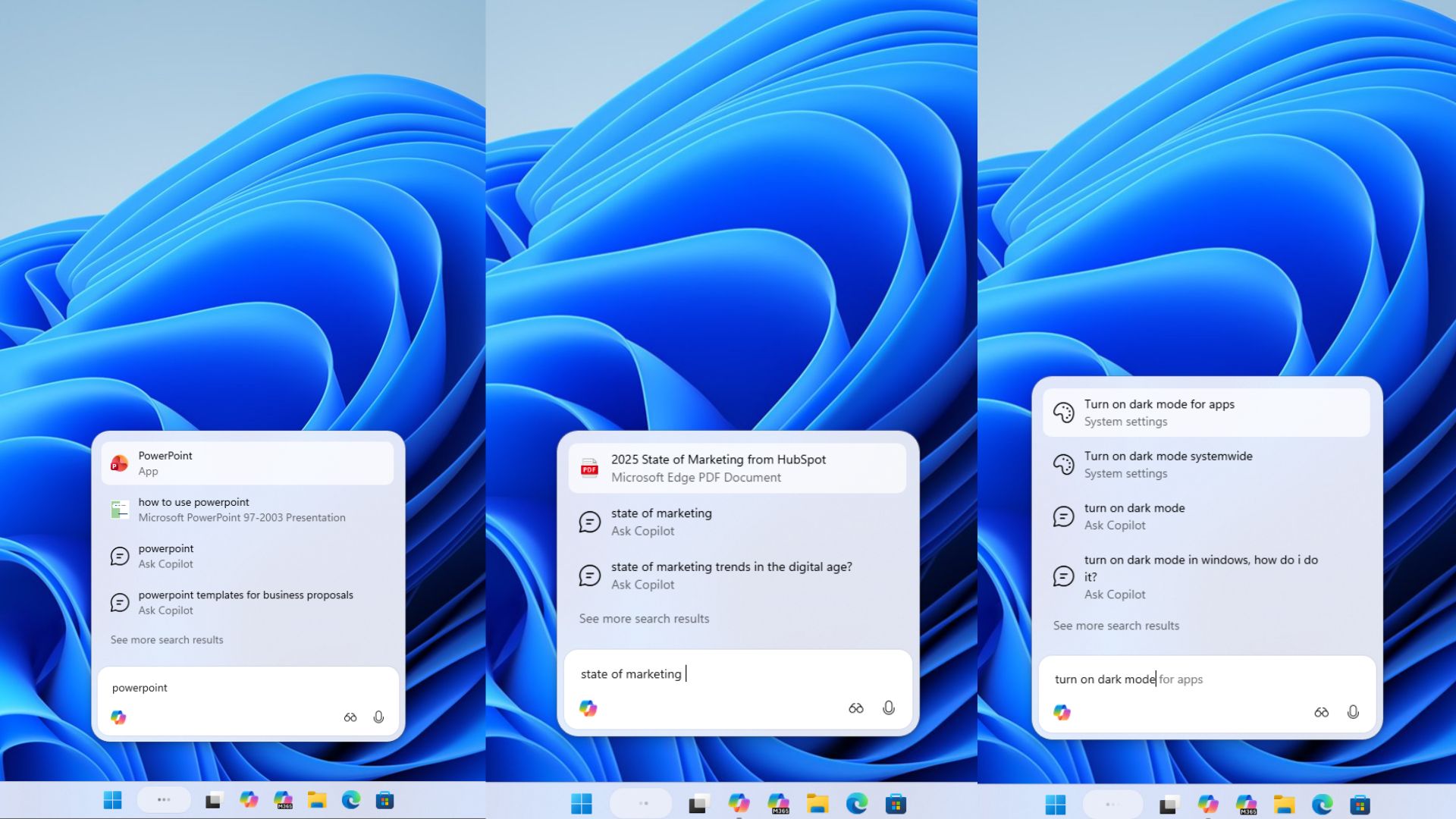 Ask Copilot on the taskbar in Windows 11