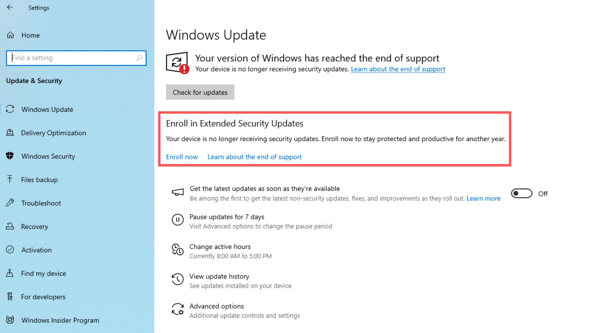 如何注册 Windows 10 扩展安全更新